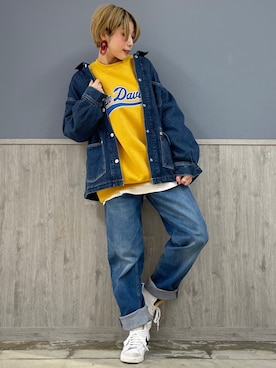 「BEN DAVIS（ベンデイビス）のアイテム（スウェット）」を使った、Naaachiさん（レディース・163cm）の冬コーディネート