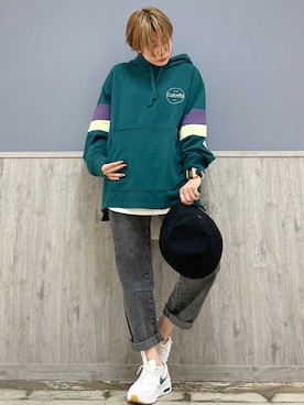 「Levi's（リーバイス）のアイテム（パーカー）」を使った、Naaachiさん（レディース・163cm）の秋コーディネート
