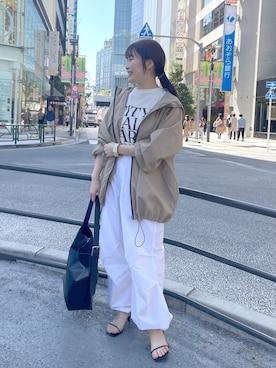 「#今日のコーデ」｜「アイテム（ナイロンジャケット）」を使った、YUKO ONOさん（レディース・155cm）の春コーディネート