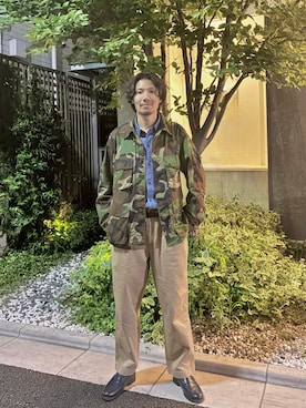 「アイテム（ミリタリージャケット）」を使った、YOUさん（メンズ・180cm）の春コーディネート