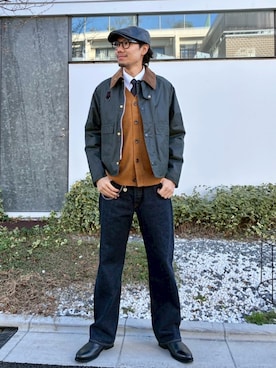 「Barbour（バブアー）のアイテム」を使った、YOUさん（メンズ・180cm）の冬コーディネート