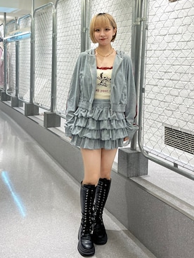 「アイテム（パーカー）」を使った、RINAさん（レディース・156cm）の夏コーディネート