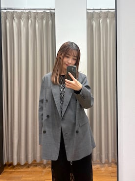 「ストライプジャケット」｜菜乃さん（レディース・155cm）の秋コーディネート