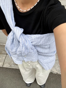 「SMELLY（スメリー）のSMELLY so’　shell onyx necklace（ネックレス、ホワイト系）」を使った、菜乃さん（レディース・155cm）の春コーディネート