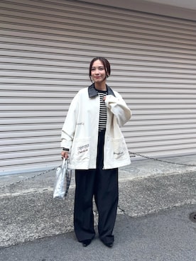 「アイテム（カバーオール、ベージュ系）」を使った、菜乃さん（レディース・155cm）の秋コーディネート