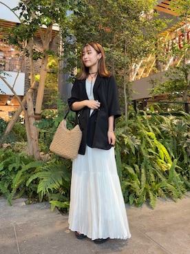 「URBAN RESEARCH（アーバンリサーチ）のアイテム（その他アウター）」を使った、菜乃さん（レディース・154cm）の夏コーディネート