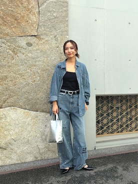 「URBAN RESEARCH（アーバンリサーチ）のLEFIJE　M5328A COW（ベルト、ブラック系）」を使った、菜乃さん（レディース・155cm）の秋コーディネート