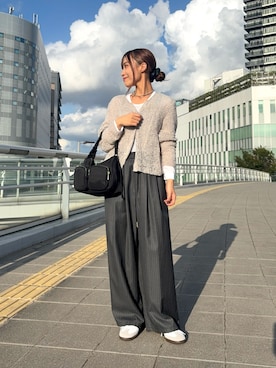 「アイテム（カーディガン/ボレロ）」を使った、菜乃さん（レディース・155cm）の秋コーディネート