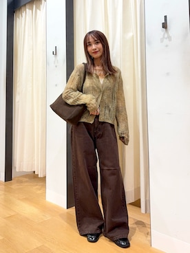 「アイテム（ベルト）」を使った、菜乃さん（レディース・155cm）の秋コーディネート