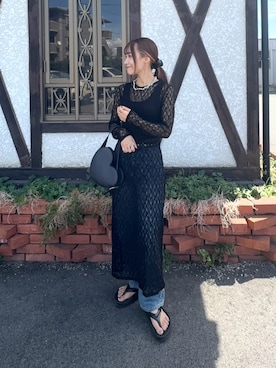 「アイテム（リング）」を使った、菜乃さん（レディース・155cm）の秋コーディネート