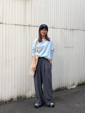 「URBAN RESEARCH（アーバンリサーチ）のBONGUSTA　NARAM TOTEBAG（トートバッグ、ホワイト系）」を使った、菜乃さん（レディース・155cm）の春コーディネート