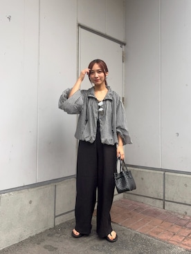 「URBAN RESEARCH（アーバンリサーチ）の『撥水』シアーバルーンブルゾン（ブルゾン、その他）」を使った、菜乃さん（レディース・155cm）の夏コーディネート
