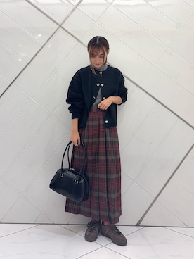 「アイテム（カーディガン/ボレロ）」を使った、菜乃さん（レディース・155cm）の秋コーディネート