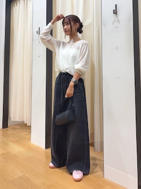 「アイテム（リング）」を使った、菜乃さん（レディース・155cm）の秋コーディネート