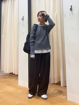 「アイテム（バックパック/リュック）」を使った、菜乃さん（レディース・155cm）の秋コーディネート