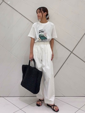 「クロップドパンツ」｜菜乃さん（レディース・155cm）の夏コーディネート