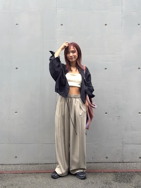 「MILLER（ミラー）のMILLER別注BRATOP（Tシャツ/カットソー、ホワイト系）」を使った、菜乃さん（レディース・155cm）の春コーディネート