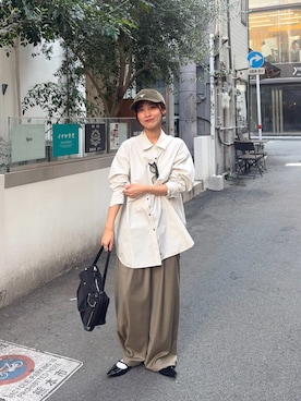 「URBAN RESEARCH（アーバンリサーチ）のnew basic　QUIET STRIPE SHIRTS（シャツ/ブラウス、その他）」を使った、菜乃さん（レディース・155cm）の秋コーディネート