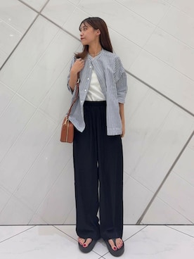 「URBAN RESEARCH DOORS（アーバンリサーチドアーズ）の『UVカット/接触冷感/吸水速乾』ドライタッチリラックスパンツ（その他パンツ）」を使った、菜乃さん（レディース・155cm）の夏コーディネート