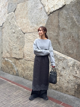 「URBAN RESEARCH（アーバンリサーチ）のレースシアースカート（スカート、ブラック系）」を使った、菜乃さん（レディース・155cm）の春コーディネート