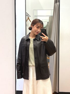 「アイテム（ブーツ）」を使った、菜乃さん（レディース・155cm）の秋コーディネート