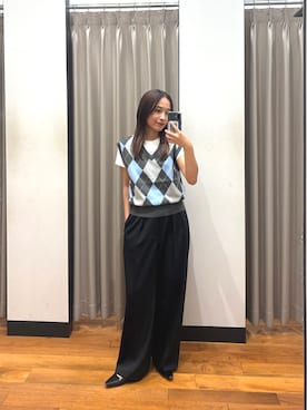 「URBAN RESEARCH（アーバンリサーチ）のアーガイルニットベスト（ベスト、グレー系）」を使った、菜乃さん（レディース・155cm）の夏コーディネート
