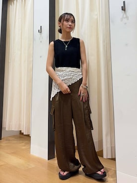 「アイテム（財布/小物、ホワイト系）」を使った、菜乃さん（レディース・155cm）の夏コーディネート