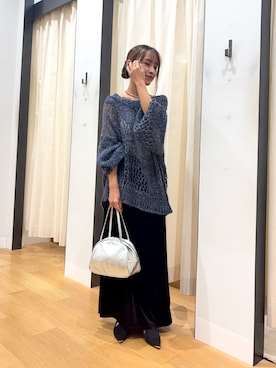 「アイテム（ボストンバッグ）」を使った、菜乃さん（レディース・155cm）の秋コーディネート