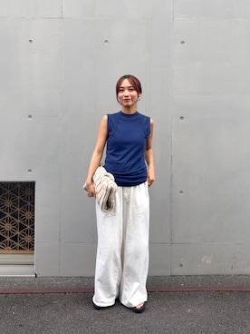 「URBAN RESEARCH（アーバンリサーチ）のonit　AMERICAN SLEEVE CAMISOLE（キャミソール、ブルー系）」を使った、菜乃さん（レディース・155cm）の夏コーディネート