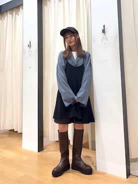 「Barbour（バブアー）のアイテム（帽子）」を使った、菜乃さん（レディース・155cm）の秋コーディネート