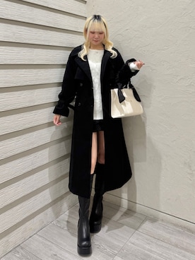 「アイテム（ステンカラーコート）」を使った、naoさん（レディース・163cm）の冬コーディネート