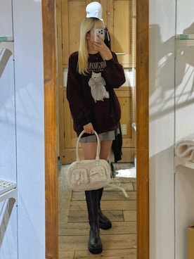 「ティアードスカート」｜「アイテム（その他シューズ）」を使った、naoさん（レディース・163cm）の冬コーディネート