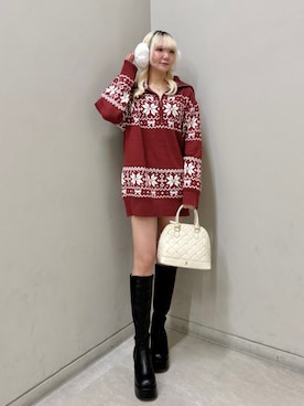 「アイテム（イヤーマフ）」を使った、naoさん（レディース・163cm）の冬コーディネート