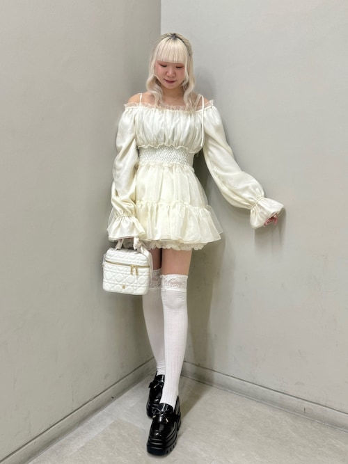セール】ギャザーリボンハンドルキルティングバニティバッグ
