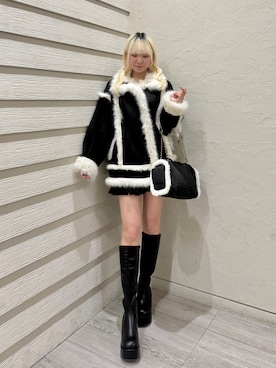 「アイテム（ムートンコート）」を使った、naoさん（レディース・163cm）の冬コーディネート