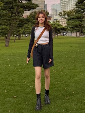 「アイテム（ハンチング/ベレー帽）」を使った、ユナさん（レディース・162cm）の秋コーディネート