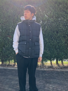 「アイテム（ダウンベスト）」を使った、renさん（メンズ・169cm）の秋コーディネート