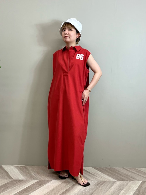 ８６刺繍リネン混シャツワンピ