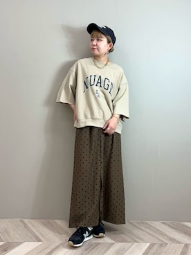 「アイテム（キャップ）」を使った、YAMASHITAさん（レディース・156cm）の夏コーディネート