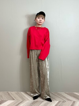 「初秋のパンツスタイル」｜「アイテム（キャップ）」を使った、YAMASHITAさん（レディース・156cm）の秋コーディネート
