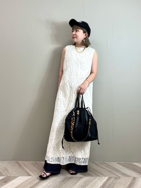 「Gready Brilliant（グレディブリリアン）の３Ｄレース２ＷＡＹワンピ（ワンピース）」を使った、YAMASHITAさん（レディース・156cm）の夏コーディネート