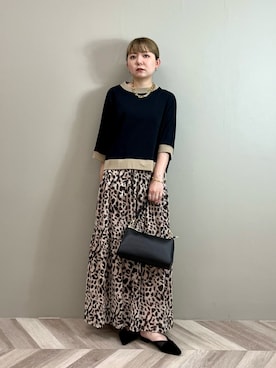 「Gready Brilliant（グレディブリリアン）のバイカラードルマン７分袖カットソー（Tシャツ/カットソー）」を使った、YAMASHITAさん（レディース・156cm）の夏コーディネート