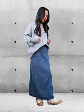「しまむら（シマムラ）のアイテム（デニムスカート）」を使った、YuI▶︎▶︎さん（レディース・153cm）の春コーディネート