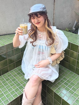 「アイテム（キャップ）」を使った、erina yamshitaさん（レディース・160cm）の春コーディネート