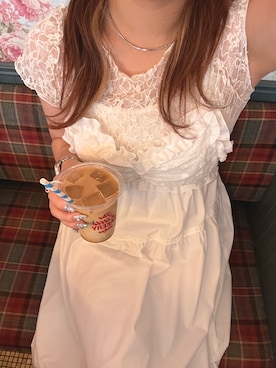 「w closet（ダブルクローゼット）のメロウレースT　夏服（Tシャツ/カットソー、ホワイト系）」を使った、erina yamshitaさん（レディース・160cm）の夏コーディネート