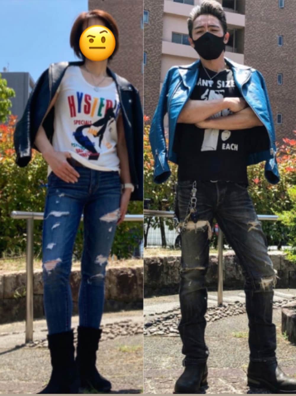 「ライダース、秋のコーデ、ライダースジャケット、ナノユニバース、nano・universe、ストリートコーデ、ルイスレザー、lewis leathsers、リンクコーデ、ライダースコーデ、ライダース女子」｜「NANO universeのアイテム（ライダースジャケット、ブラック系）」を使った、futorockさん（メンズ・177cm）の秋コーディネートの1枚目の写真