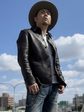 「glamb（グラム）のアイテム」を使った、futorockさん（メンズ・177cm）の冬コーディネート