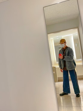 「no brand（ノーブランド）のアイテム（ノーカラージャケット）」を使った、Rさん（メンズ・185cm）の秋コーディネート