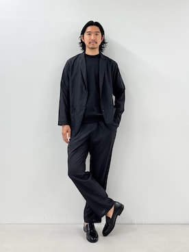 「NOLLEY’S（ノーリーズ）の《ビジカジ/セットアップ対応》軽量シアーリップストップ ジャケット 26SS（テーラードジャケット、グレー系）」を使った、NISHINOさん（メンズ・178cm）の夏コーディネート