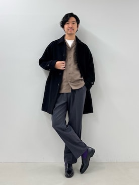 「アイテム（ステンカラーコート）」を使った、NISHINOさん（メンズ・178cm）の秋コーディネート